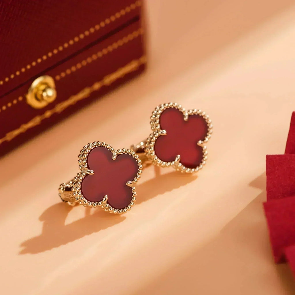 [Elowen jewels ]CLOVER MEDIUM 1 MOTIFS CARNELIAN  EARRINGS
