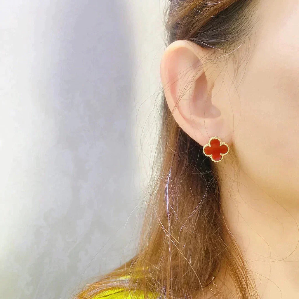 [Elowen jewels ]CLOVER MEDIUM 1 MOTIFS CARNELIAN  EARRINGS