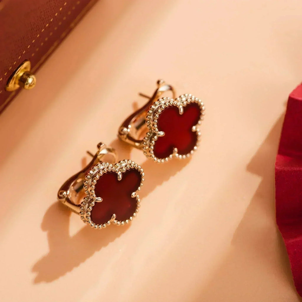 [Elowen jewels ]CLOVER MEDIUM 1 MOTIFS CARNELIAN  EARRINGS