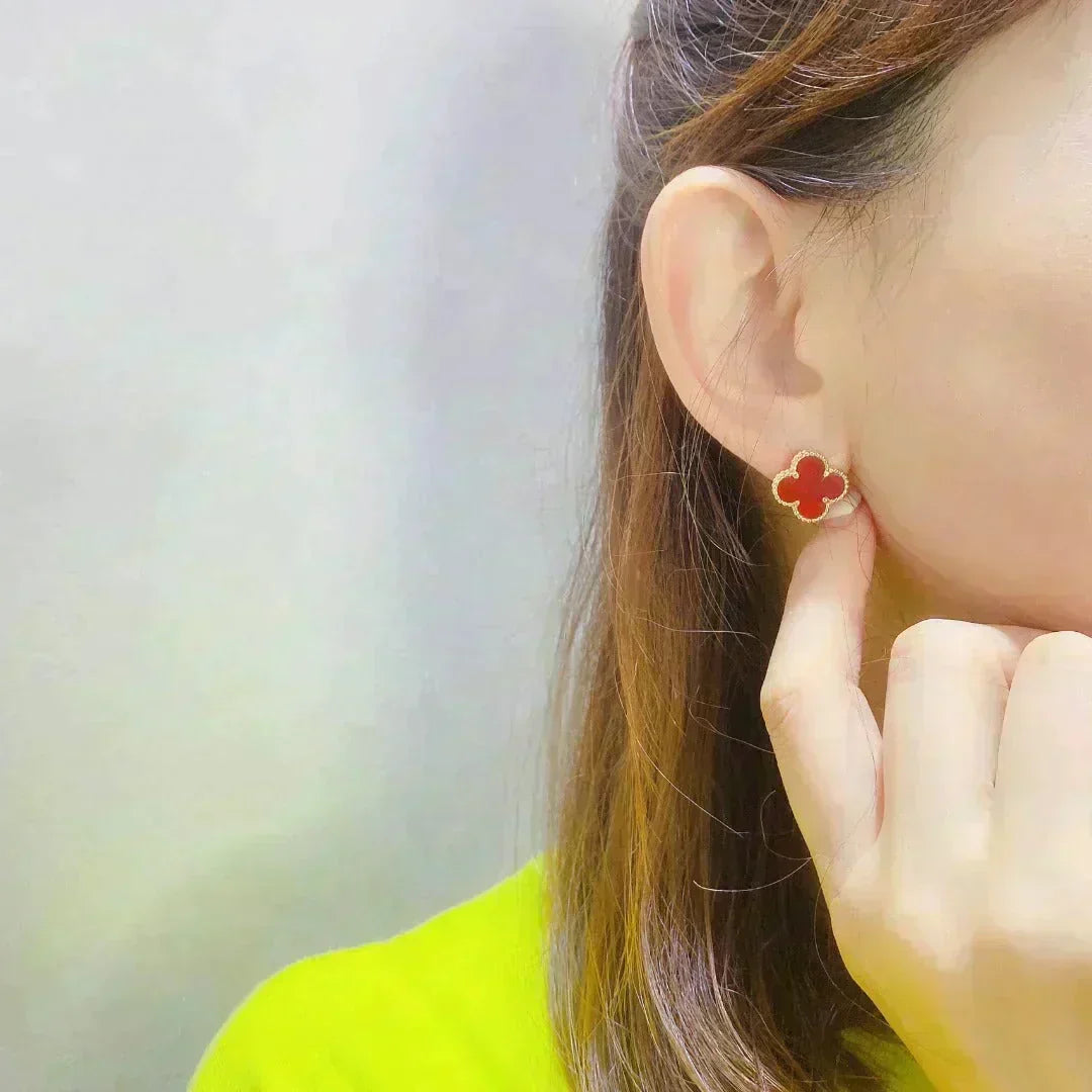 [Elowen jewels ]CLOVER MEDIUM 1 MOTIFS CARNELIAN  EARRINGS