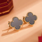 [Elowen jewels ]CLOVER MEDIUM 1 MOTIV ONYX OHRSTECKER