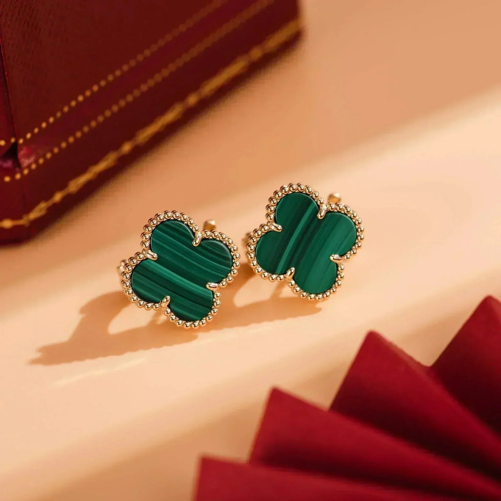 [Elowen jewels ]CLOVER MEDIUM 1 MOTIV MALACHIT OHRRINGE