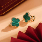 [Elowen jewels ]CLOVER MEDIUM 1 MOTIV MALACHIT OHRRINGE