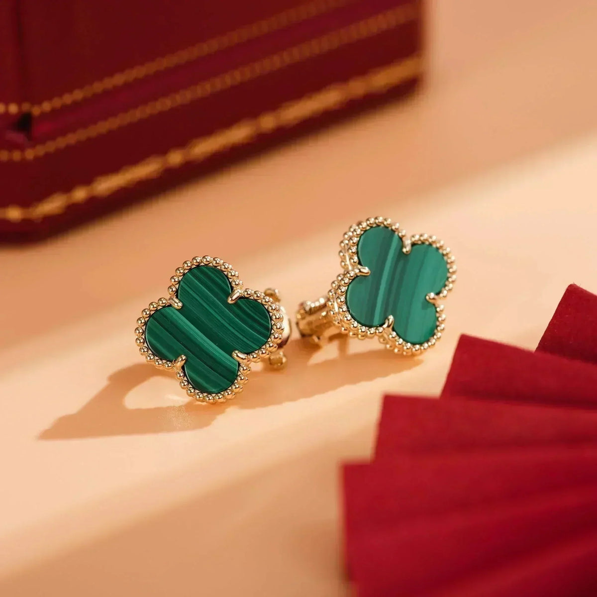 [Elowen jewels ]CLOVER MEDIUM 1 MOTIV MALACHIT OHRRINGE