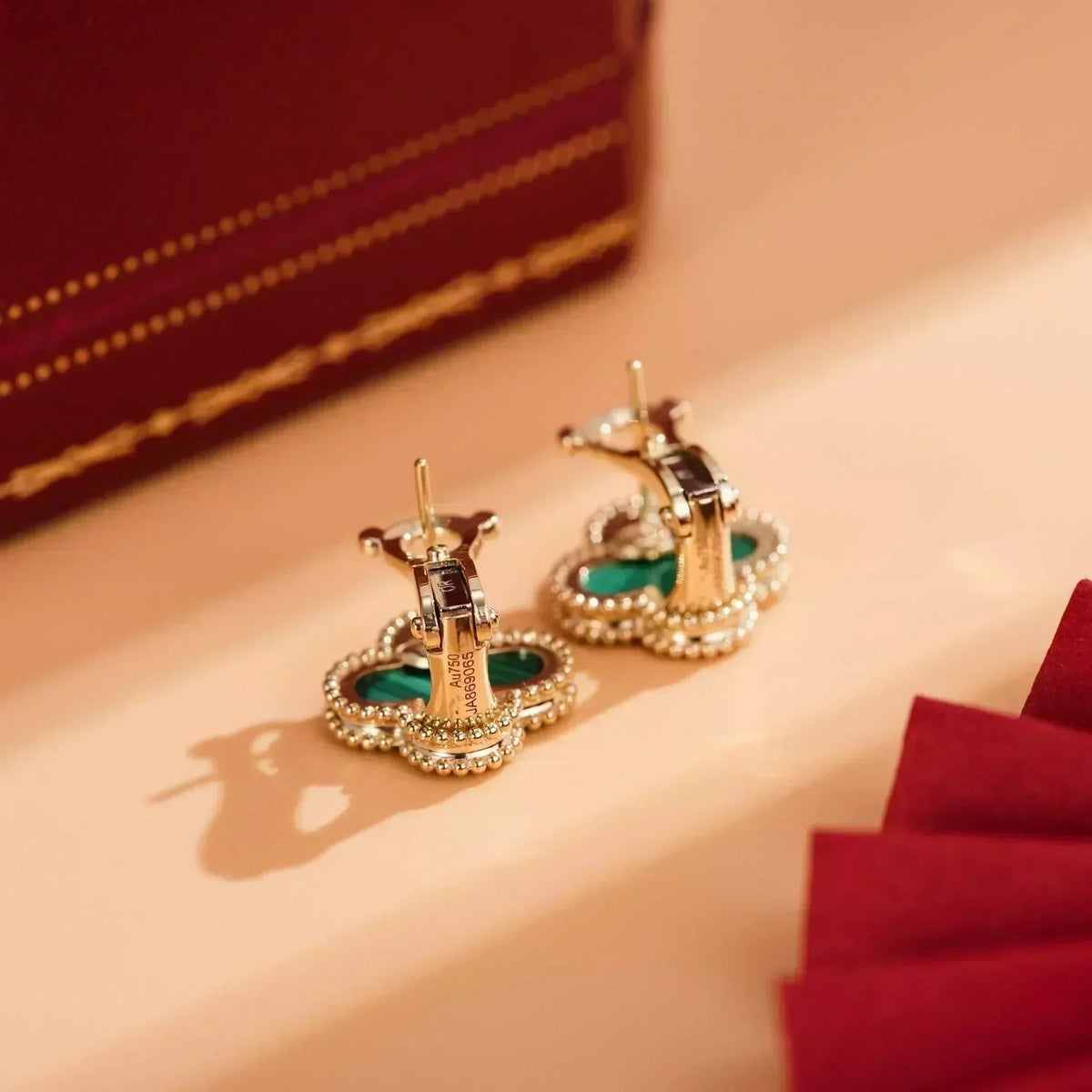[Elowen jewels ]CLOVER MEDIUM 1 MOTIV MALACHIT OHRRINGE