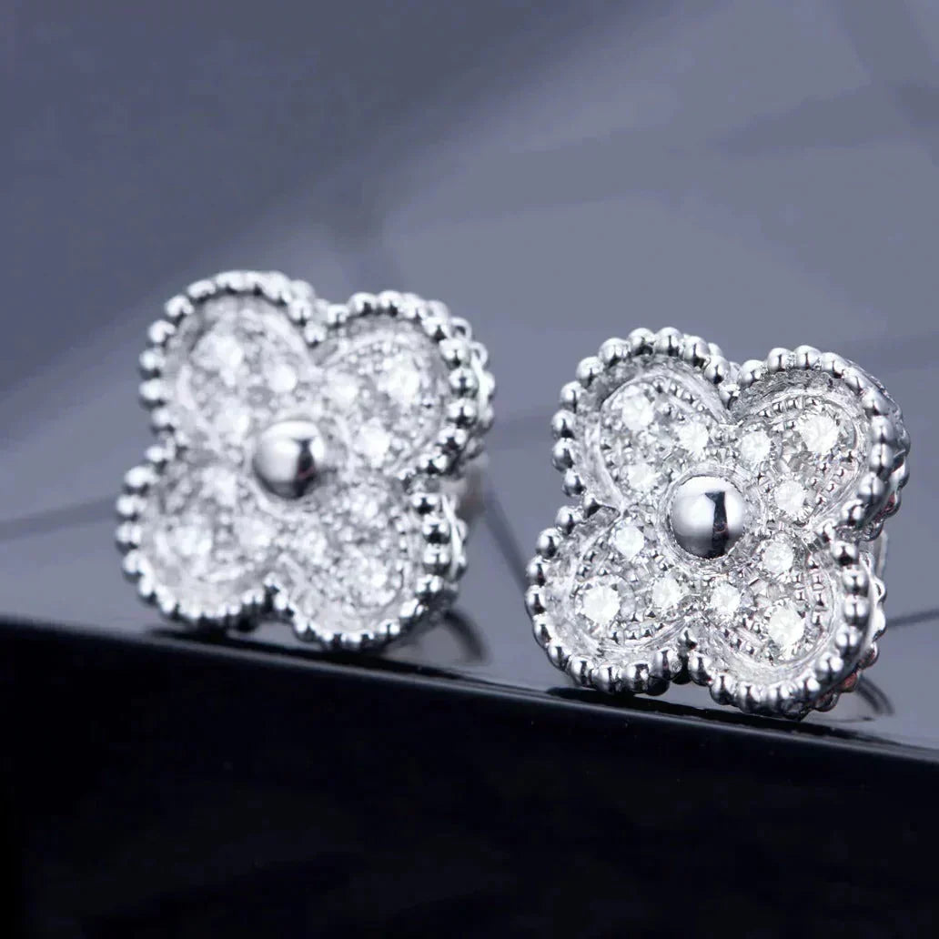 [Elowen jewels ]CLOVER 1 MOTIV DIAMANT-OHRSTECKER SILBER