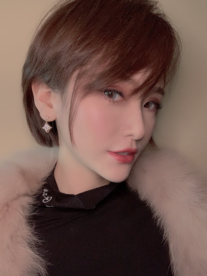 [Elowen jewels ]DOUBLE STAR PINK GOLD MOP DROP EARRINGS