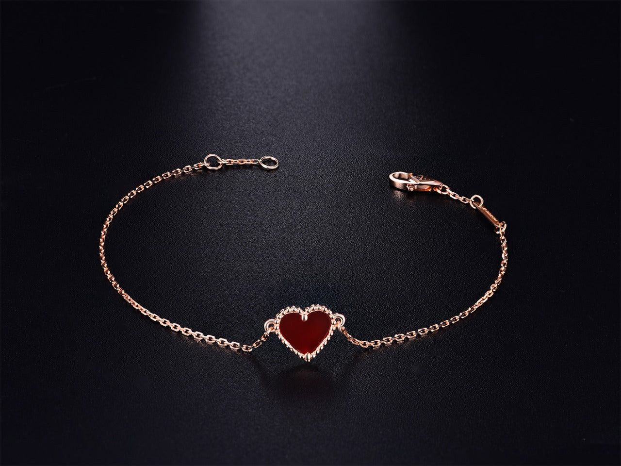 [Elowen Jewels]HEART CARNELIAN PINK GOLD BRACELET