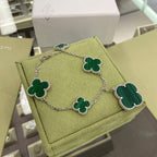 [Elowen jewels ]CLOVER ARMBAND MIT 5 MOTIVEN AUS SILBER UND MALACHIT