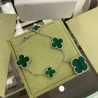 [Elowen jewels ]CLOVER ARMBAND MIT 5 MOTIVEN AUS SILBER UND MALACHIT