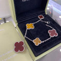 [Elowen jewels ]CLOVER 5 MOTIFS SIVLER CARNELIAN TIGER EYE BRACELET