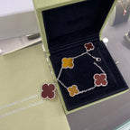 [Elowen jewels ]CLOVER 5 MOTIFS SIVLER CARNELIAN TIGER EYE BRACELET