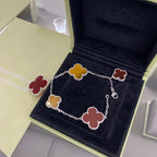 [Elowen jewels ]CLOVER 5 MOTIFS SIVLER CARNELIAN TIGER EYE BRACELET