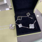 [Elowen jewels] CLOVER ARMBAND MIT 5 MOTIVEN, SILBER, DUNKLES PERLMUTT