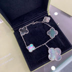 [Elowen jewels] CLOVER ARMBAND MIT 5 MOTIVEN, SILBER, DUNKLES PERLMUTT