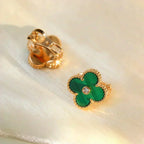 [Elowen jewels ]CLOVER MEDIUM 1 MOTIFS MALACHITE DIAMOND EARRINGS