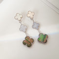 [Elowen jewels ]CLOVER 3 MOTIFS CHALCEDONY DARK MOP SILVER EARRINGS