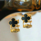 [Elowen jewels ]CLOVER MEDIUM 1 MOTIV ONYX OHRSTECKER
