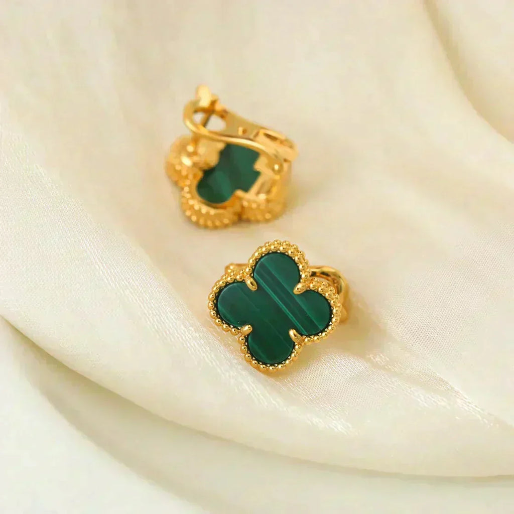 [Elowen jewels ]CLOVER MEDIUM 1 MOTIV MALACHIT OHRRINGE