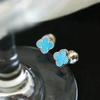 [Elowen jewels ]CLOVER MINI 9,5 MM ONYX OHRSTECKER SILBER