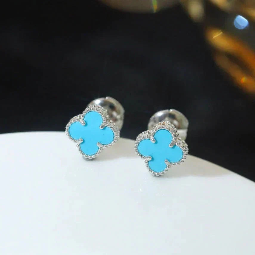 [Elowen jewels ]CLOVER MINI 9,5 MM ONYX OHRSTECKER SILBER