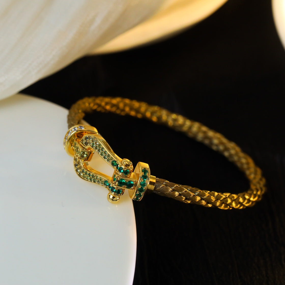 [Elowen jewels ]FORCE 10 GOLD GREEN DIAMOND PAVED