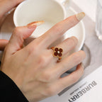 [Elowen jewels ]クローバー カーネリアン リング ローズゴールド ダイヤモンド
