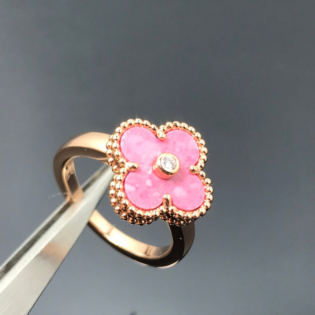 [Elowen jewels ]CLOVER RHODONITE ROSE GOLD RING