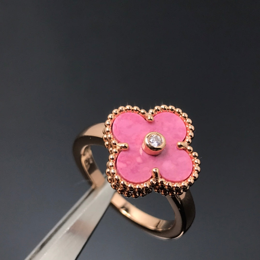 [Elowen jewels ]CLOVER RHODONITE ROSE GOLD RING