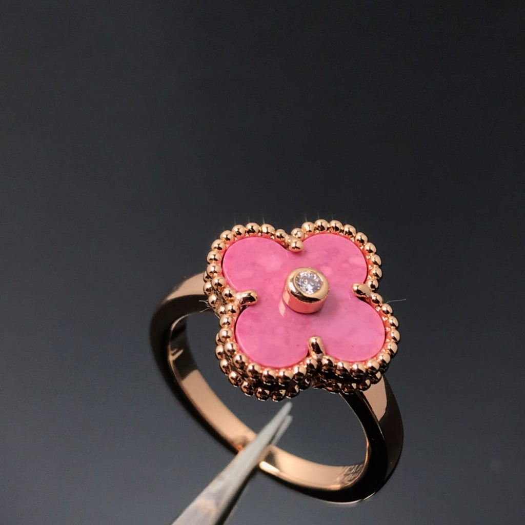 [Elowen jewels ]CLOVER RHODONITE ROSE GOLD RING