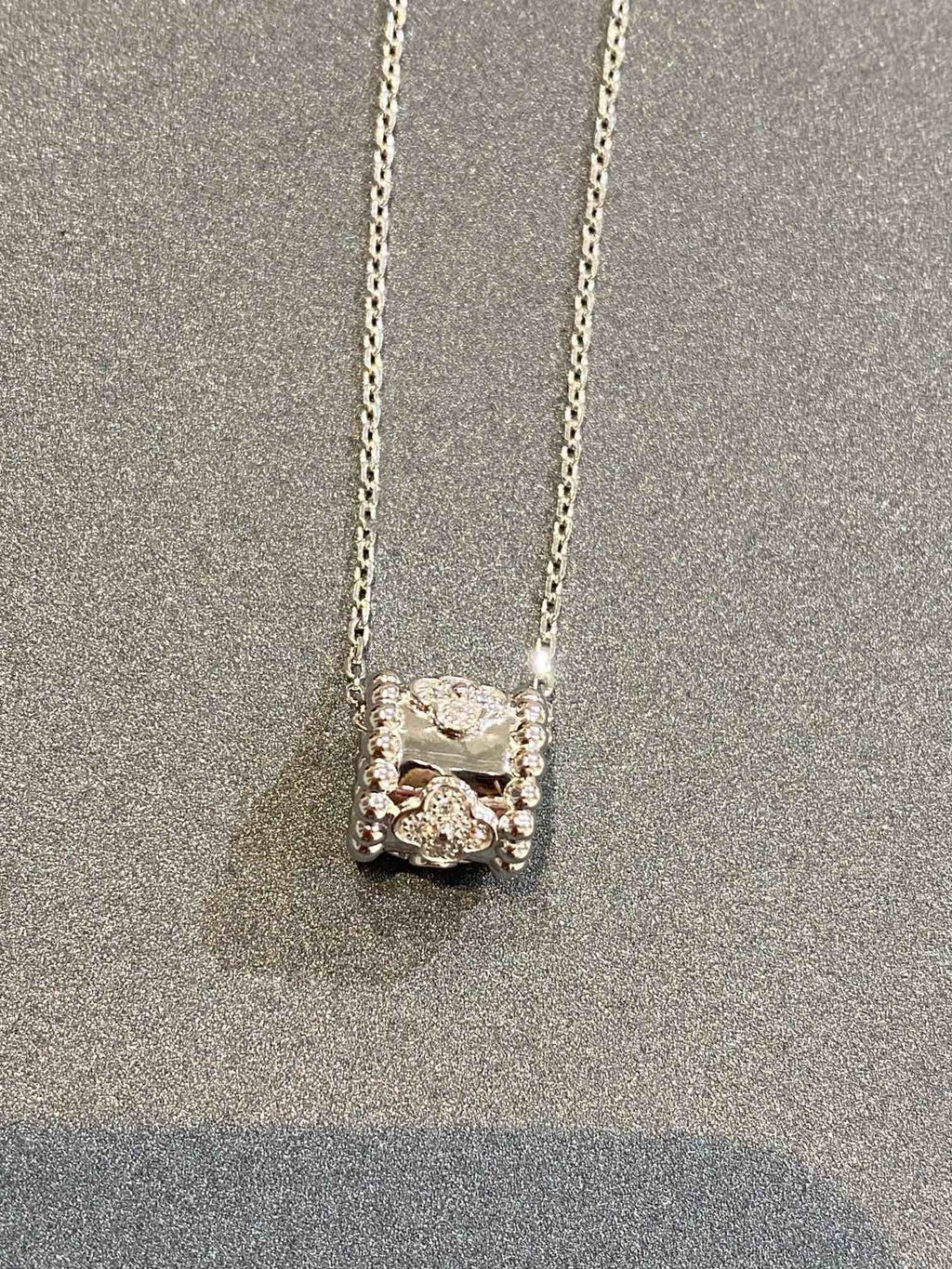 [Elowen jewels ]PERLÉE ANHÄNGER SILBER DIAMANT-HALSKETTE