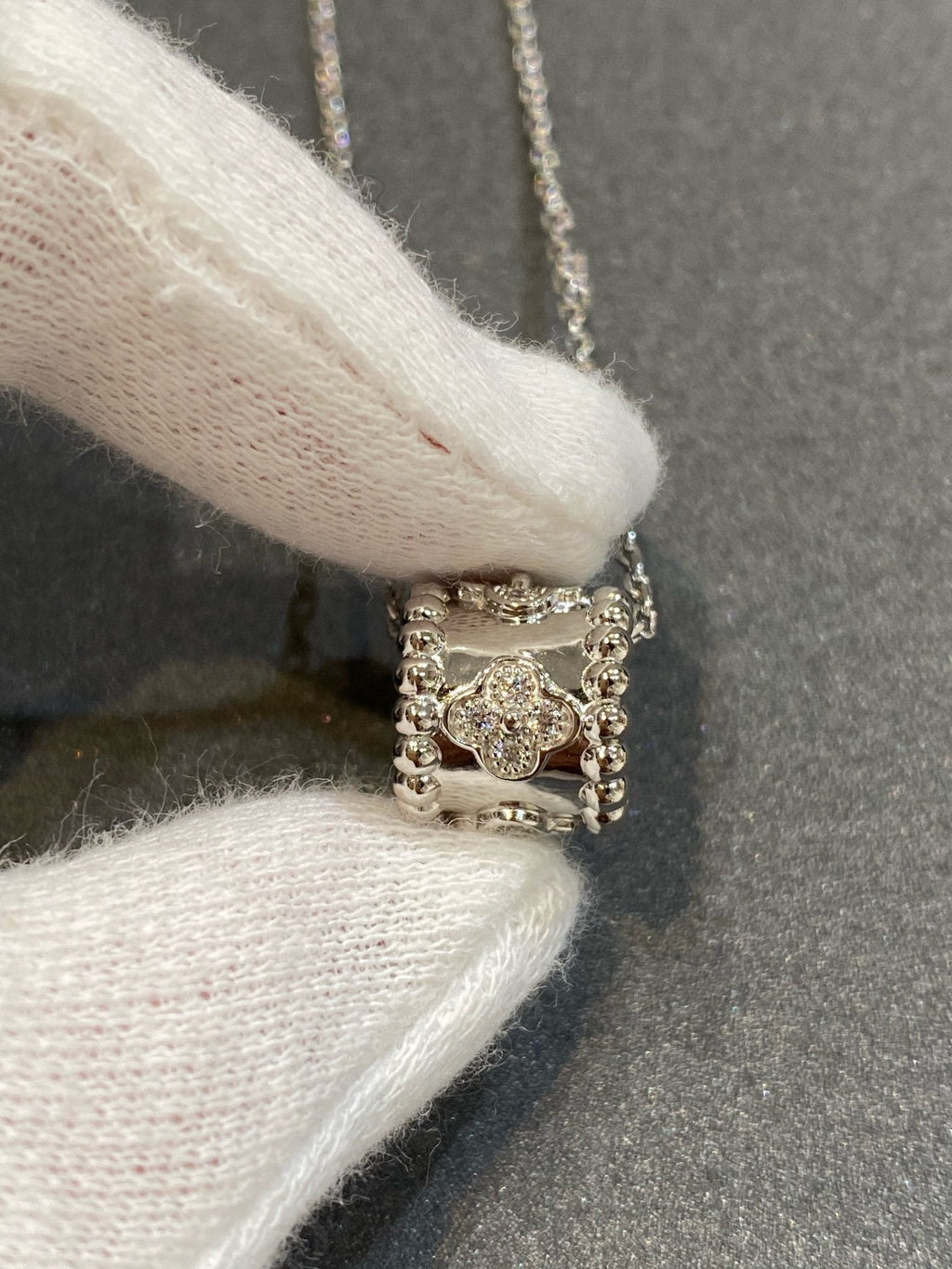 [Elowen jewels ]PERLÉE ANHÄNGER SILBER DIAMANT-HALSKETTE