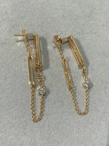 [Elowen Jewels ]CHAINE CHAOS DIAMOND DROP EARRINGS
