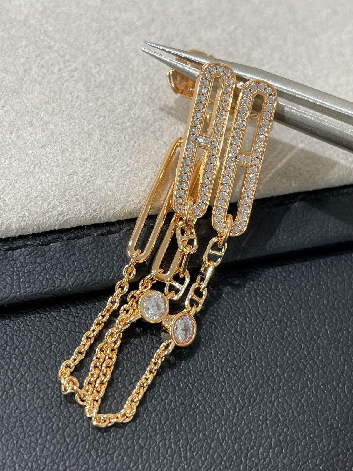 [Elowen jewels ]CHAINE CHAOS DIAMOND DROP EARRINGS
