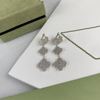[Elowen jewels ]CLOVER 3-MOTIV DIAMANT-OHRHÄNGER SILBER
