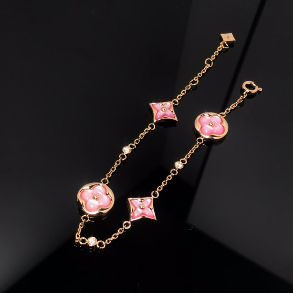 [Elowen jewels] ARMBAND MIT STERN- UND SONNENMOTIV (4 MOTIVE), ROSA PERLMUTT, ROSÉGOLD