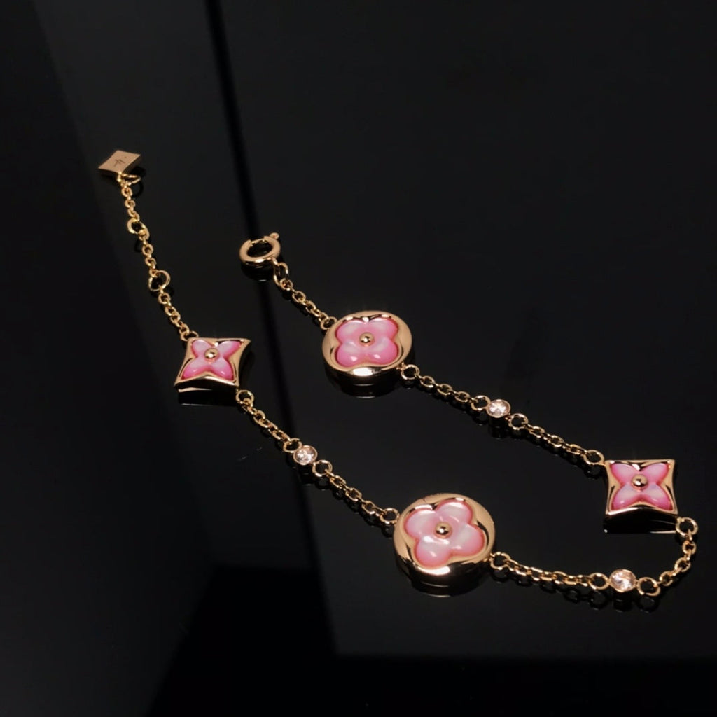 [Elowen jewels] ARMBAND MIT STERN- UND SONNENMOTIV (4 MOTIVE), ROSA PERLMUTT, ROSÉGOLD