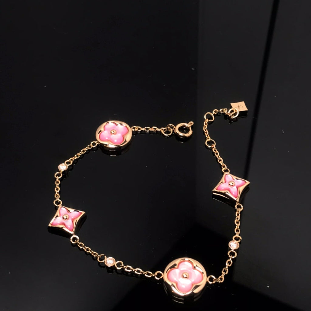 [Elowen jewels] ARMBAND MIT STERN- UND SONNENMOTIV (4 MOTIVE), ROSA PERLMUTT, ROSÉGOLD