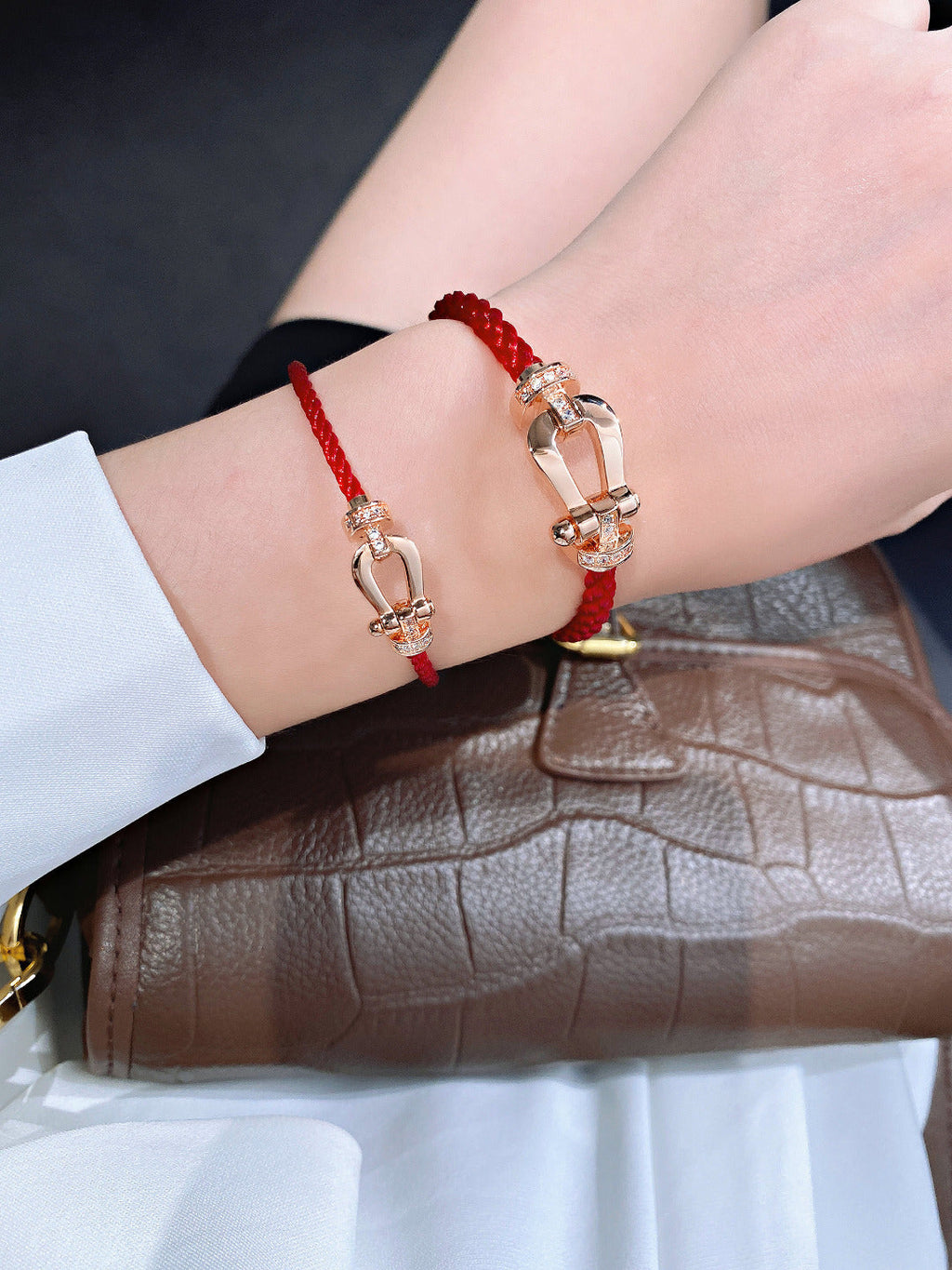 [Elowen jewels ]FORCE 10 HALF DIAMOND PINK GOLD RED CORDERI LARGE AND MEDIUM MODEL