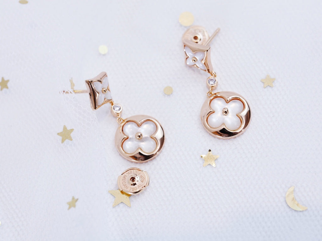 [Elowen jewels ]STAR AND SUN PINK GOLD MOP DROP EARRINGS