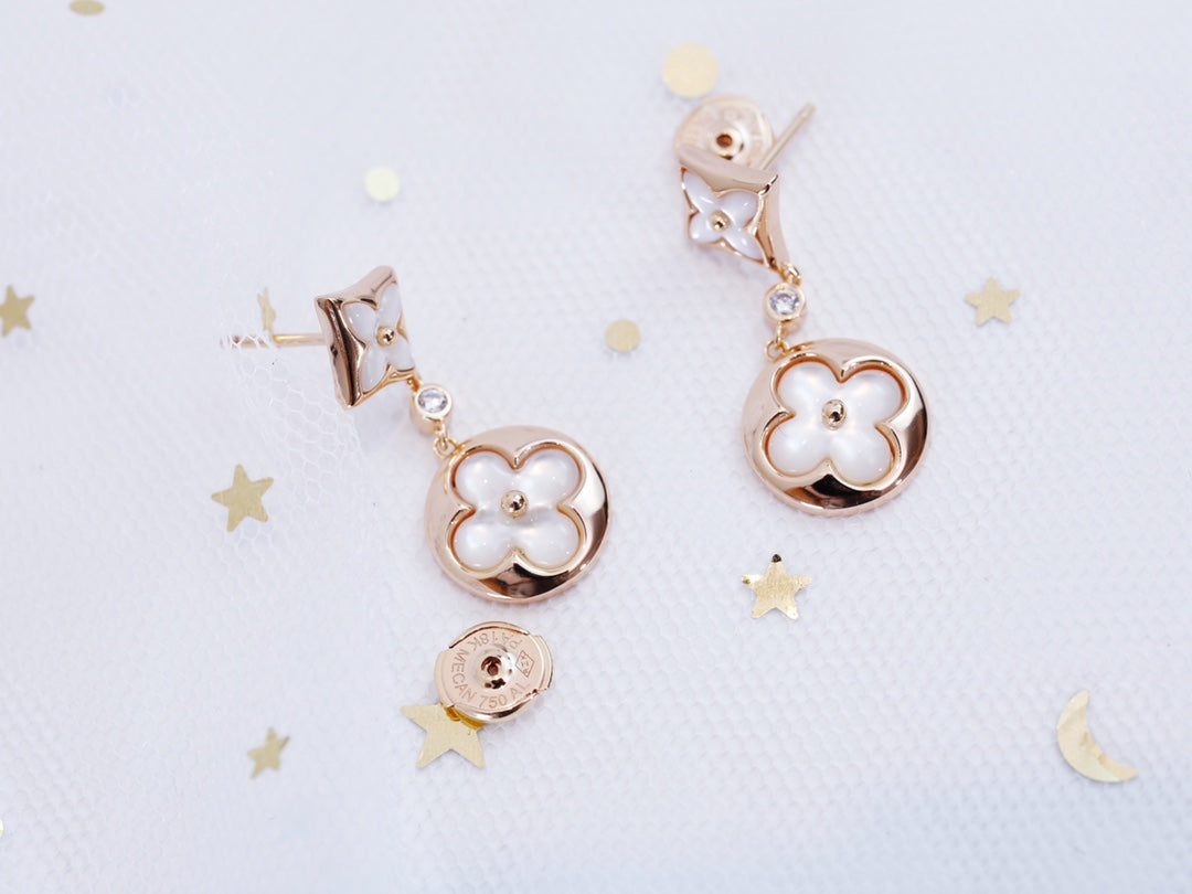 [Elowen jewels ]STAR AND SUN PINK GOLD MOP DROP EARRINGS