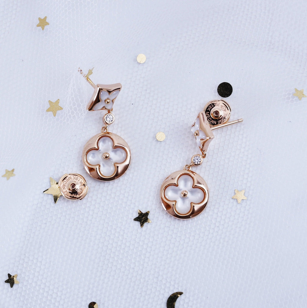 [Elowen jewels ]STAR AND SUN PINK GOLD MOP DROP EARRINGS