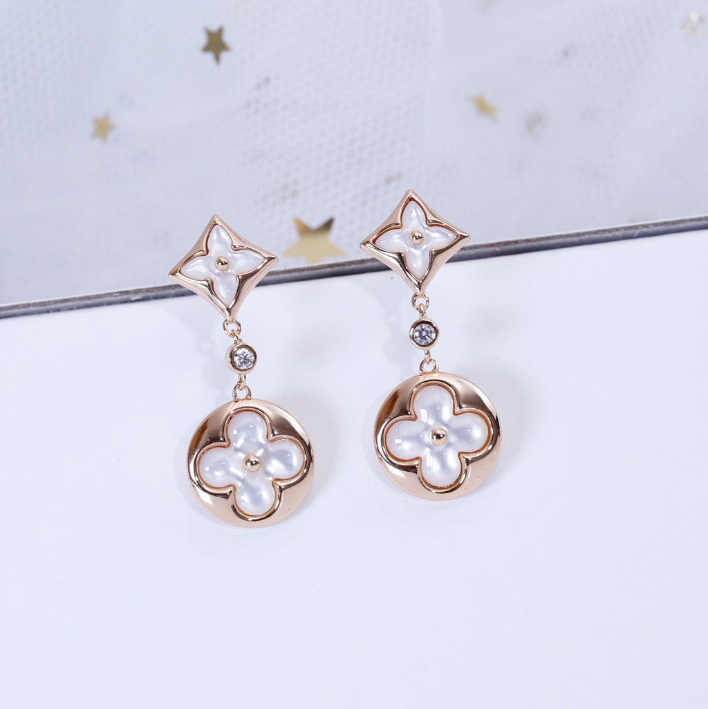 [Elowen jewels ]STAR AND SUN PINK GOLD MOP DROP EARRINGS