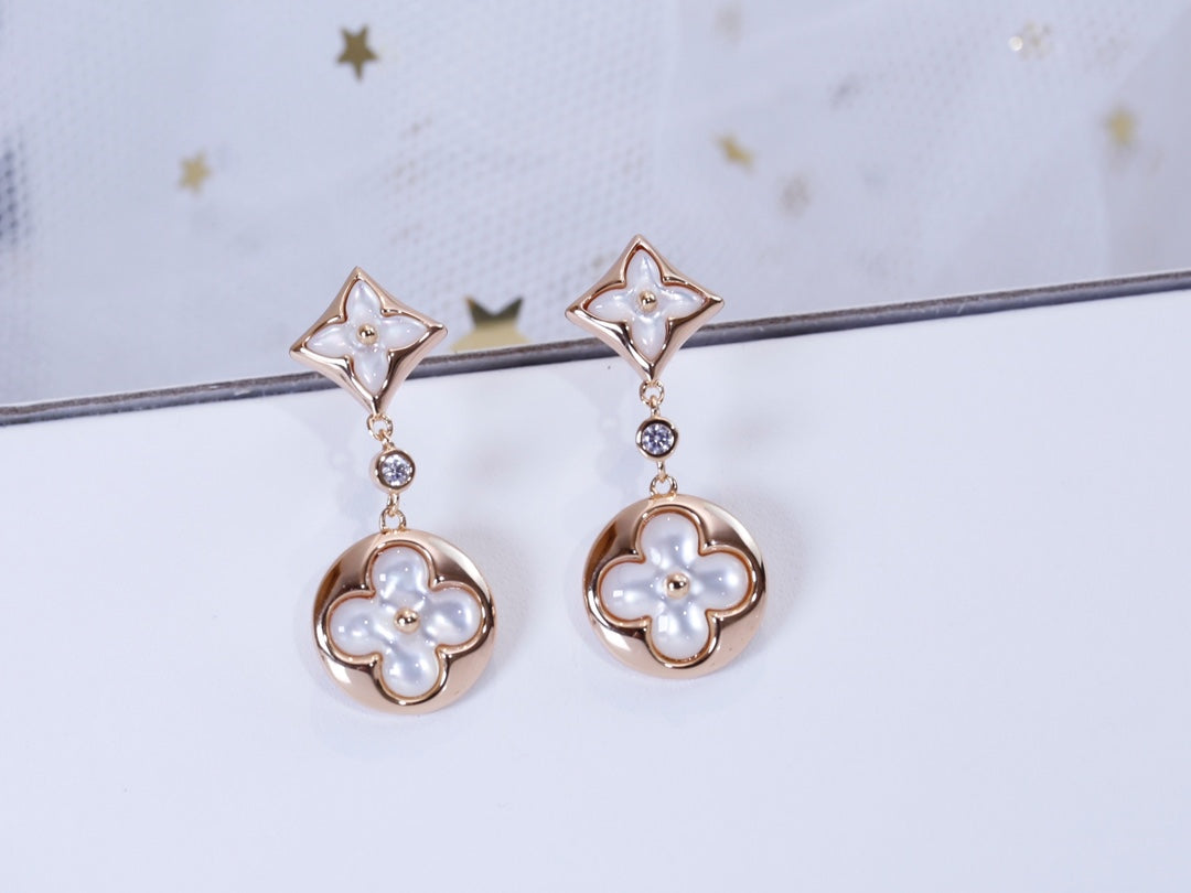 [Elowen jewels ]STAR AND SUN PINK GOLD MOP DROP EARRINGS