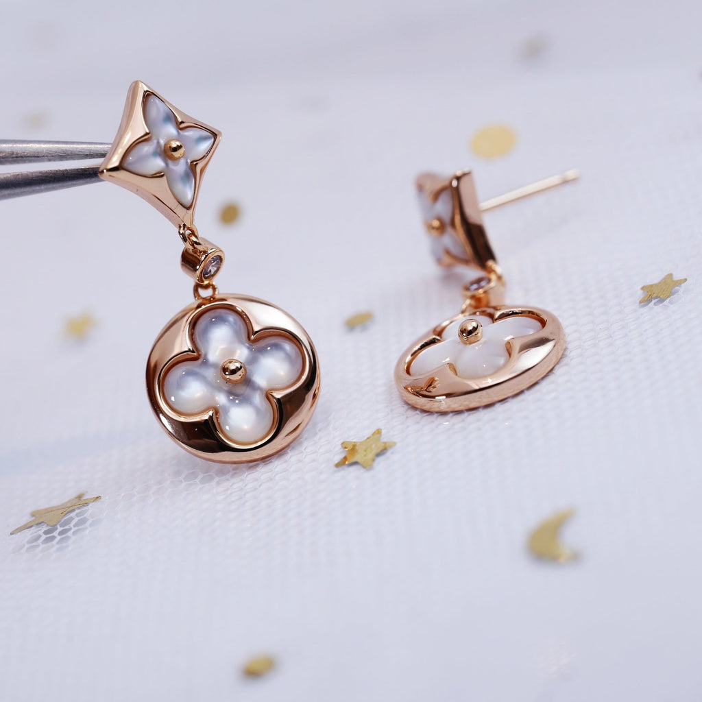 [Elowen jewels ]STAR AND SUN PINK GOLD MOP DROP EARRINGS