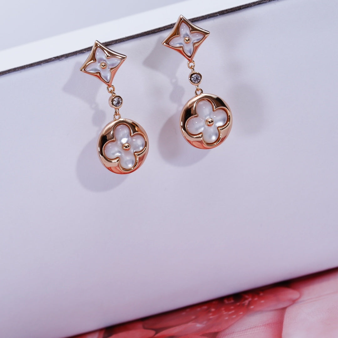 [Elowen jewels ]STAR AND SUN PINK GOLD MOP DROP EARRINGS