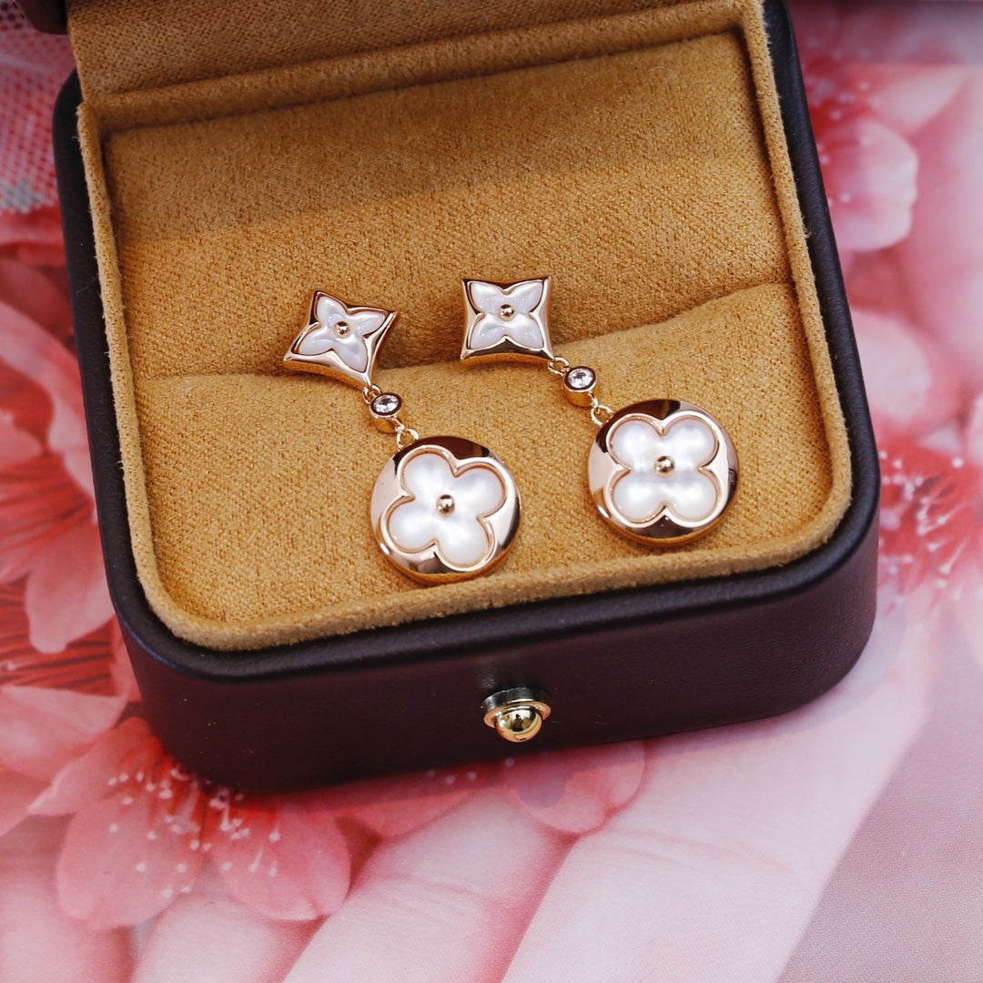[Elowen jewels ]STAR AND SUN PINK GOLD MOP DROP EARRINGS