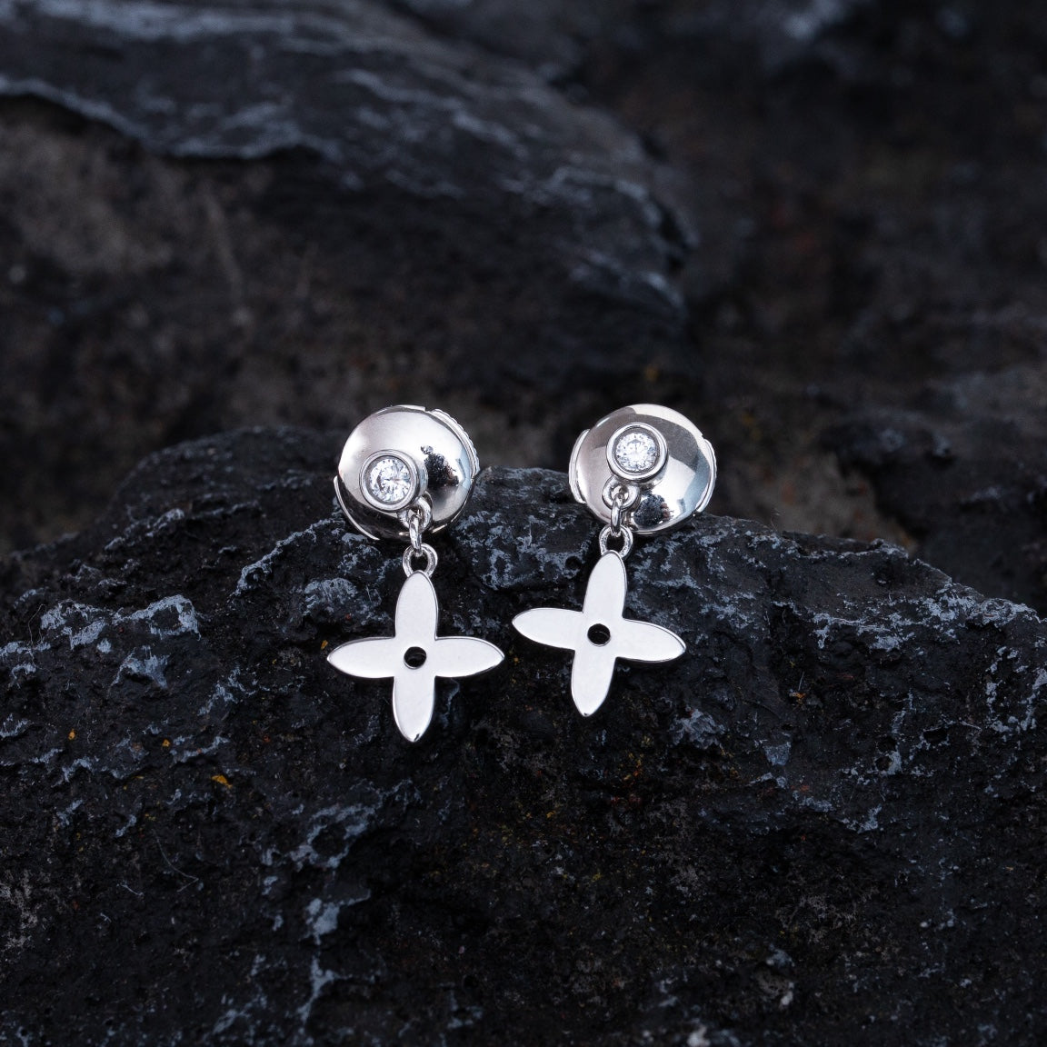 [Elowen jewels ]VIDYLLE SILVER DIAMOND MINI DROP EARRINGS
