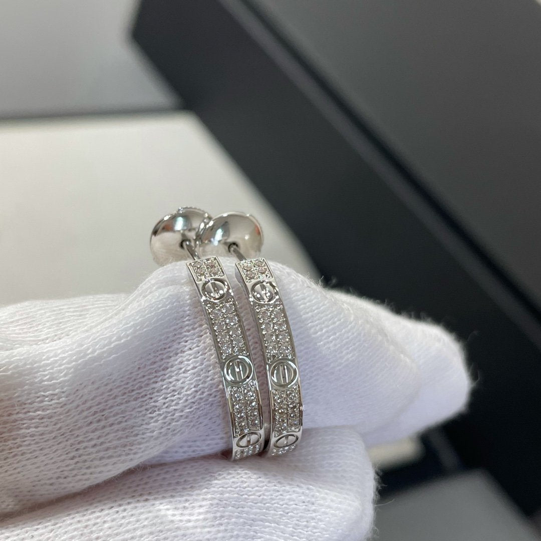 [Elowen jewels ]LOVE DIAMOND SILVER HOOP EARRINGS