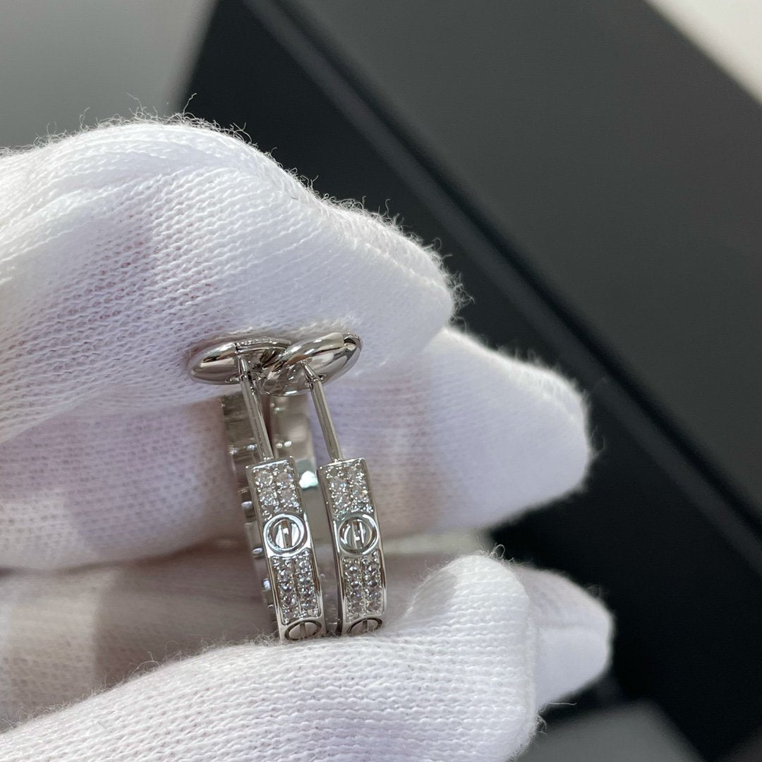 [Elowen jewels ]LOVE DIAMOND SILVER HOOP EARRINGS
